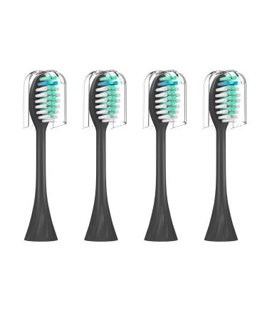 Electric Toothbrush Replacement Brush Heads Compatible with Philips One Sonicare Toothbrushes for HY1100 and HY1200 4 Pack (Black)