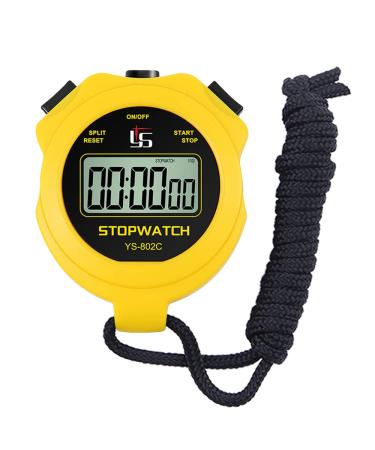 Digital Stopwatch Timer Only Stopwatch with ON/Off, No Clock No Calendar Mute Easy Use Large Display, ZCTIMYI Sport Stopwatch for Coaches Swimming Running Sports Training, Yellow