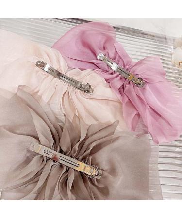 SHTGOI Women's Hair Bows Clip Chiffon Tulle Bows Hair Clips Bow Hair Clip Plain Hair Pins Vintage Elegant French Barrettes Hair Clip Hair Styling Accessories Milk Coffee - Buy Online on GoSupps.com