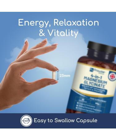 4-in-1 Magnesium Glycinate Added with KSM-66 Ashwagandha Turmeric and Vitamin B6 | 90 Vegan Capsules | 4 001 mg per Serving | Easy to Swallow Capsule | GMO & Gluten Free | Premium Quality by Prowise - Buy Online on GoSupps.com