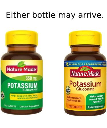 Nature Made Potassium Gluconate 550mg | 100 Tablets | No Artificial Flavors | 100 Count Pack - Buy Online on GoSupps.com