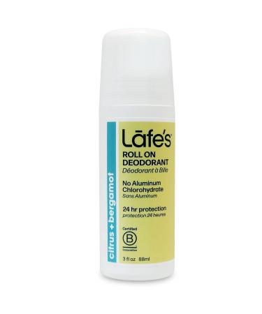 Lafe's Natural Deodorant | 3oz Roll-On Aluminum Free Natural Deodorant for Men & Women | Paraben Free & Baking Soda Free with 24-Hour Protection | Citrus & Bergamot - Formerly Active | Packaging May Vary Active - Citrus