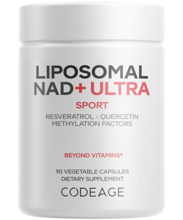 Codeage Liposomal NAD+ with Resveratrol & Vitamin B - NAD Plus Ultra for Energy & Healthy Aging Support - NAD Vitamin Supplement with Quercetin Betaine Riboflavin - Bioavailable - 90 Capsules