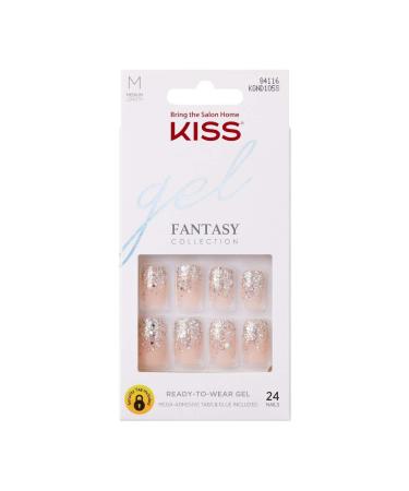 KISS Gel Fantasy Ready-to-Wear Press-On/Glue-On Gel Nails, Style I Feel You, Medium Length Gel Nail Kit with 24 Mega Adhesive Tabs, Pink Gel Glue, Manicure Stick, Mini File, and 24 Fake Nails - Buy Online on GoSupps.com