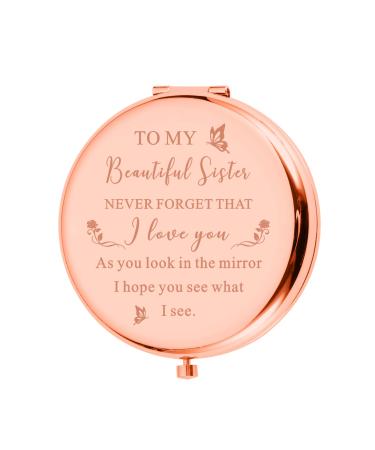 Sister Birthday Compact Mirror Gift Best Sister Gifts from Friend Sister BFF Brother Classmate Makeup Mirror for Women Her Friendship Gift Wedding Valentines Day Graduation Thanksgiving Christmas Rose Gold - Buy Online on GoSupps.com