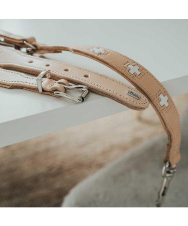 HUNTER SWISS Dog Collar - Premium Leather High Quality Swiss Cross Natural Beige (60 ML) | International Shipping - Buy Online on GoSupps.com