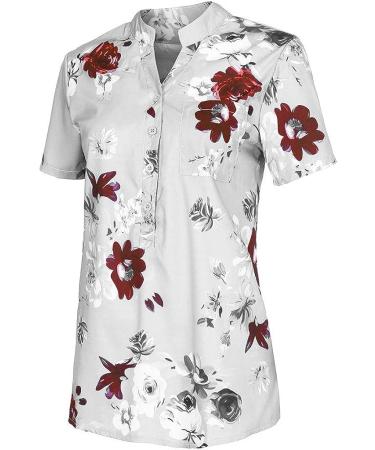 2023 Women's Business Casual Dress Shirt | Spring/Summer Fashion Blouse | Short Sleeve Button Down | Blue/White | Large - Buy Online on GoSupps.com