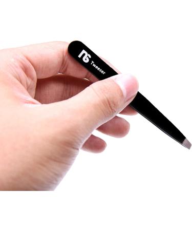 Slant Tweezers 4-Pack - Professional Stainless Steel Eyebrow & Facial Hair Pluckers - Precision Personal Care in Black & Natural - Buy Online on GoSupps.com