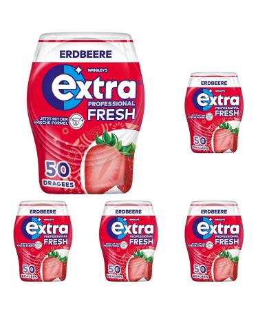 Extra Professional Fresh Chewing Gum Strawberry 50 Dragees (Pack of 5) Strawberry 50 pieces (Pack of 5)