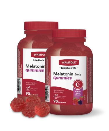 Wampole Melatonin 5 mg Gummies Help Improve Sleep Quality and Duration 90 gummies 2 Pack 90 count (Pack of 2)
