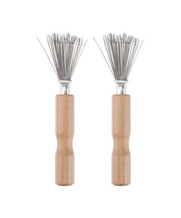 VICASKY Lot de 2 Peignes de Nettoyage Cheveux en M tal et Bois Outil pour Enlever Poils et Salet s Compatible Brosses et Peignes Coiffure Usage Professionnel et Domicile