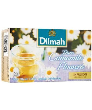 Dilmah Pure Camomile Flowers 20 Tea Bags - Caffiene Free - Pure Sri Lankan Ceylon Tea Box - Buy Online on GoSupps.com