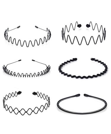 Mens Sports Hair Bands For Men Non-Slip Sports Fashion Headband Metal Hair Band For Men Hair Hoop For Outdoor Sports Weddings And Daily Wear (6 Pieces) 6pcs