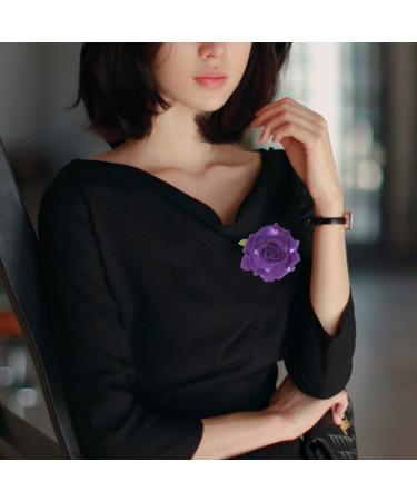 Solustre Rose Flower Hair Clips Brooch Artificial Big Rose Hairpin Pin up Flower Brooch for Women Girls Party (Grape Purple) - Buy Online on GoSupps.com
