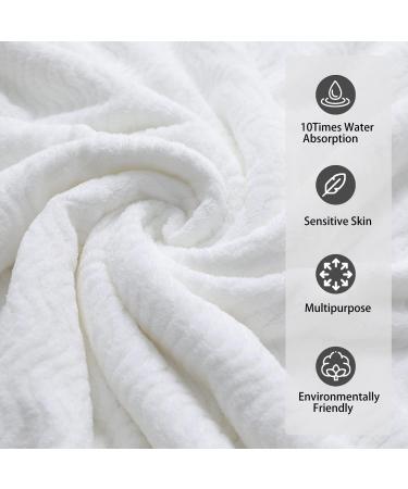 White Microfiber Washcloths 4 Pack Set - Highly Absorbent & Quick Dry Towels for Bathroom, Spa, Gym - Premium Quality Daily Use Washcloths - Buy Online on GoSupps.com