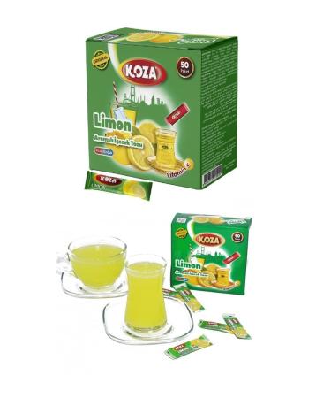 Koza lemon instant beverage powder stick individually packaged 50 pack |Powder for hot or cold drink |Turkish tea |Ice tea powder lemon |Iced tea lemon |Cay |Teepulver |
