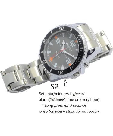 SHMIOU English Talking Watch for Blind Visually Impaired Elderly - Stainless Band Quartz Alarm, Black Dial Silver Frame - Buy Online on GoSupps.com