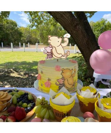 Classic Pooh Cake Topper Bear with Daisy Flower For Winnie Baby Shower Decorations Birthday Supplies Centerpiece - Buy Online on GoSupps.com