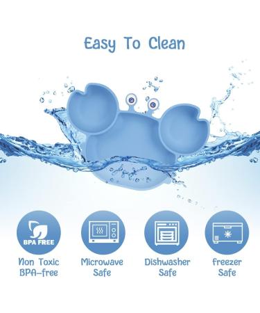 Vicloon Silicone Suction Plate for Toddlers - Non Slip Baby Weaning Plate in Blue | Baby Cutlery included | Highchair Friendly - Buy Online on GoSupps.com