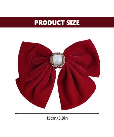MMDOCO Bow Hair Clip Hair Bow Hair Clips Hair Bows for Women Red Hair Bow Velvet Hair Bow Hair Clips for Girls Hair Bows Barrettes Solid Color (Red) - Buy Online on GoSupps.com