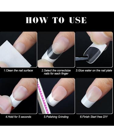 Soft Gel French Nails Soft Gel Fake Square Press on Nails Shallow Curve Nail Art Tool for Datings Weddings Night Out Parties Hixip - Buy Online on GoSupps.com