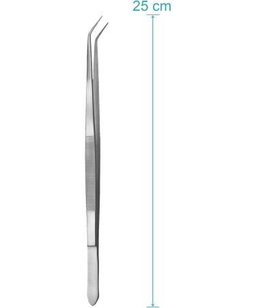 May 25cm Stainless Steel Terrarium Tweezers - Fine Tip Feeding Tongs & Curved Design for Precision Care - Buy Online on GoSupps.com