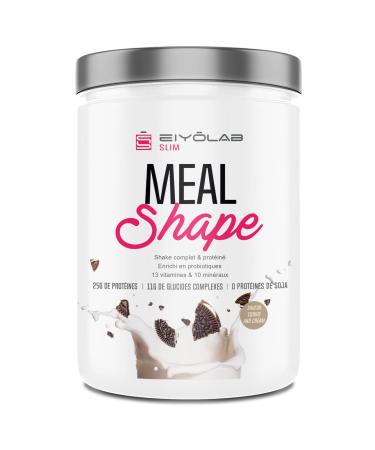 MEAL SHAPE | Meal Replacement Drink | 25g Protein Fiber (Oats - Sweet Potato - Psyllium) Vitamins and Probiotics | Low Sugar | 183 Kcal Cookies & Cream | Gluten Free | Eiyolab