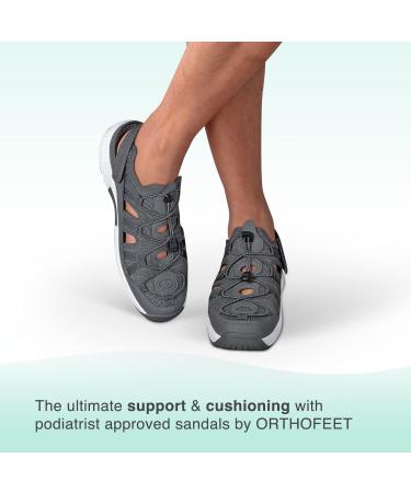 Orthofeet Arch Support Sandals for Men | Heel & Foot Pain Relief | Arch Booster Cushioning & Ergonomic Sole | Extended Widths - Taurus 10 Grey - Buy Online on GoSupps.com