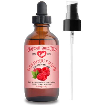 Natural Born Oils Red Raspberry Seed Oil. 4oz. 100% Pure and Natural  Organic  Moisturizing Gentle Oil for Sensitive Skin 4 Fl Oz (Pack of 1)
