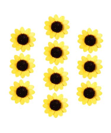 Alipis 10Pcs craft sunflowers flower head DIY garland sunflowers for crafts Ornament artificial flower headgear crafts Accessories decorate fabric sunflowers for crafts wedding Yellow 6x6cm