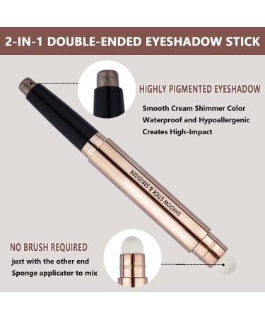 Saubzean Cocoa Brown Shimmer Eyeshadow Stick with Smudger - Long Lasting, Waterproof & Hypoallergenic - Buy Online on GoSupps.com