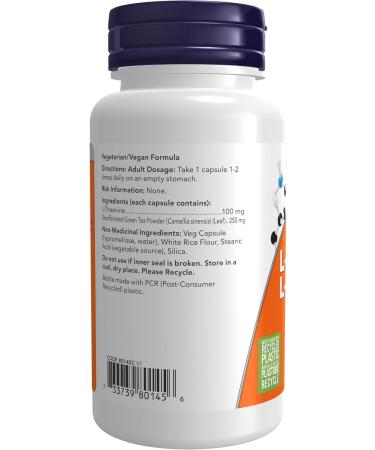 Now L-theanine 200mg 60 Veg Capsules 60 Count - Buy Online on GoSupps.com