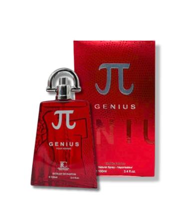Genius Red For Men Eau de Parfum 3.4 Fl. Oz. Amber Fougere fragrance for men.