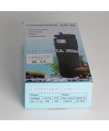 Coospider 4 in 1 Aquarium Dipping Internal U-V Filter & Pump | 5W U-V Light Sterilizer for Tanks up to 150L | Includes Replacement Pear & Filter Sponge - JUP-02 - Buy Online on GoSupps.com