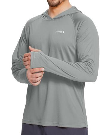 BALEAF Men's Sun Protection Hoodie Shirt UPF 50+ Long Sleeve UV SPF T-Shirts Rash Guard Fishing Swimming Lightweight Style 1-gray Medium