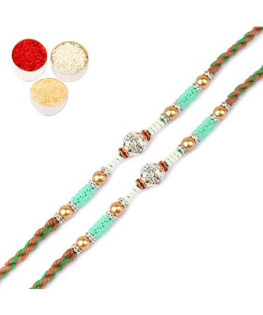 Ghasitaram Gifts Rakhi for Brother Rakhis Online - Set of 2-7070 Fancy Thread Rakhi Set of 2 - 7070 Fancy Thread Rakhi