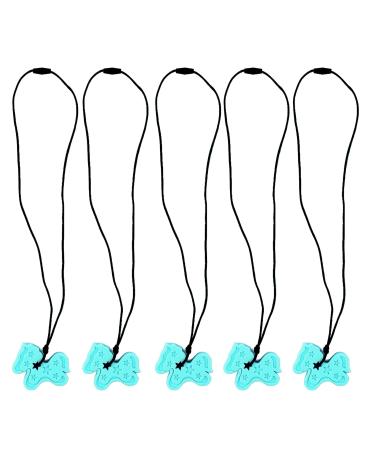 Necklace Chewy Teether Prevents Finger Sucking Relieves Swelling Beaded Edges Sensory Chew Necklace for Home Use (Turquoise Green)