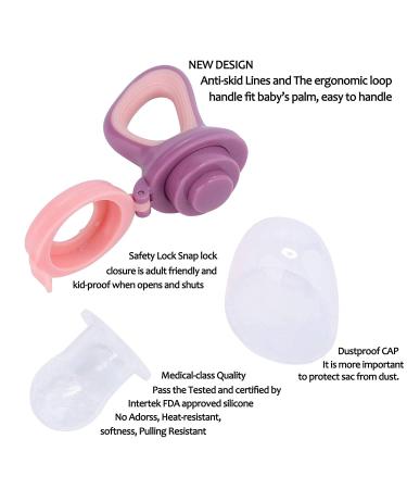 Baby Food Feeder Fresh Food - 2 Pack Fruit Feeder Pacifier Set | Silicone Pacifiers & Dispensing Spoon | Teether Feeding Set for Babies - Pink - Buy Online on GoSupps.com