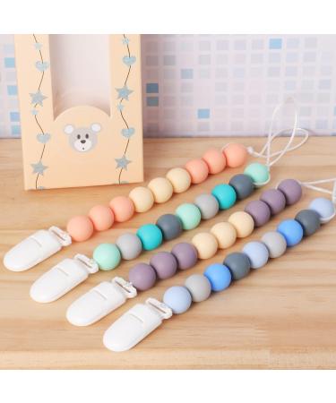 4 Pack Silicone Pacifier Clips for Baby Boys Girls - Binky Clips in Blue, Green, Orange, and Purple - Buy Online on GoSupps.com