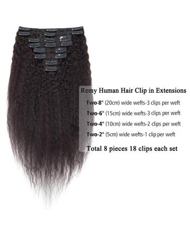 Shop Elailite 40cm Afro Clip-In Extensions | Real Remy Hair 115g 8 Parts Set Kinky Straight #1B Natural Black - Buy Online on GoSupps.com