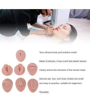 Nurnesy 7pcs Silicone Model Body Part Tongue Mouth Nose Eye Navel Ear Model Soft Practice Body Parts Kit Silicone Training Part Perfect for Beginner Practice (Dark Skin) - Buy Online on GoSupps.com