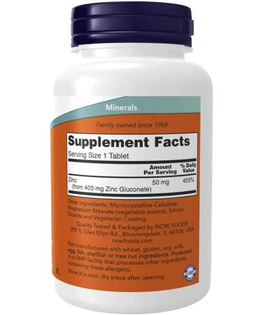 Now Foods Zinc Gluconate 50mg 250 Tabs - Multi-Pack for Immune Support - Buy Online on GoSupps.com