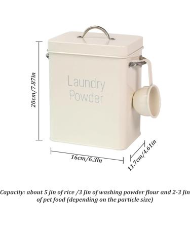 Laundry Detergent Container 4L Metal Washing Powder Storage Box with Spoon Anti-rust Moistureproof Lifting Handle Detergent Container for Bathroom Laundry(Beige) Standard White + S - Buy Online on GoSupps.com