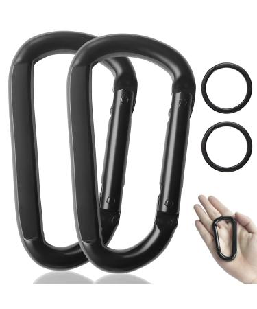 Carabiner Clip, 3" Heavy Duty Small Carabiner for Hammocks, Camping Accessories, Hiking, Keychains, 880 lbs, Black 2
