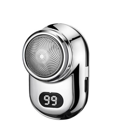 Compact Shaver - Electric Shaver Face Razor | Rechargeable Rotating Razors with Battery Status Display Waterproof Wet and Dry Electric Facial Trimmer Suitable for Home and Travel for Men Silver