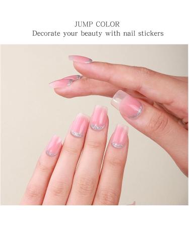 JMEOWIO Gel Nail Strips French Tip Glitter Gel Nail Stickers Nail Supplies Nail Art Design Decoration Accessories - Buy Online on GoSupps.com