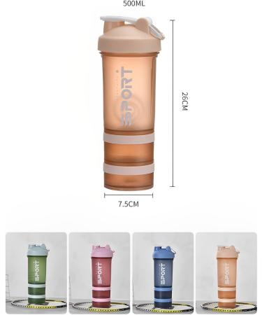 Yissone Protein Shaker Bottle - Portable Shak-Mixer with Powder Storage for Fitness Running & Cycling - Beige - Buy Online on GoSupps.com