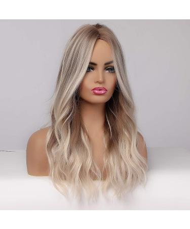 Emmor Gray Blonde Highlight Long Curly Synthetic Wig for Women | Heat Resistant Middle Part Wig - Buy Online on GoSupps.com