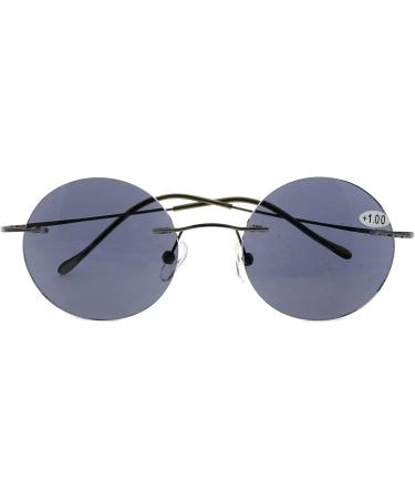 Eyekepper Titanium Rimless Round Reading Sunglasses +1.50 Grey Lens - Sunshine Readers - Buy Online on GoSupps.com