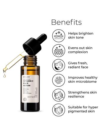 Brillare 10% Vitamin C Serum | Bright & Glowing Skin | with Probiotics & Aloe Vera | 100% Natural Face Serum - Buy Online on GoSupps.com